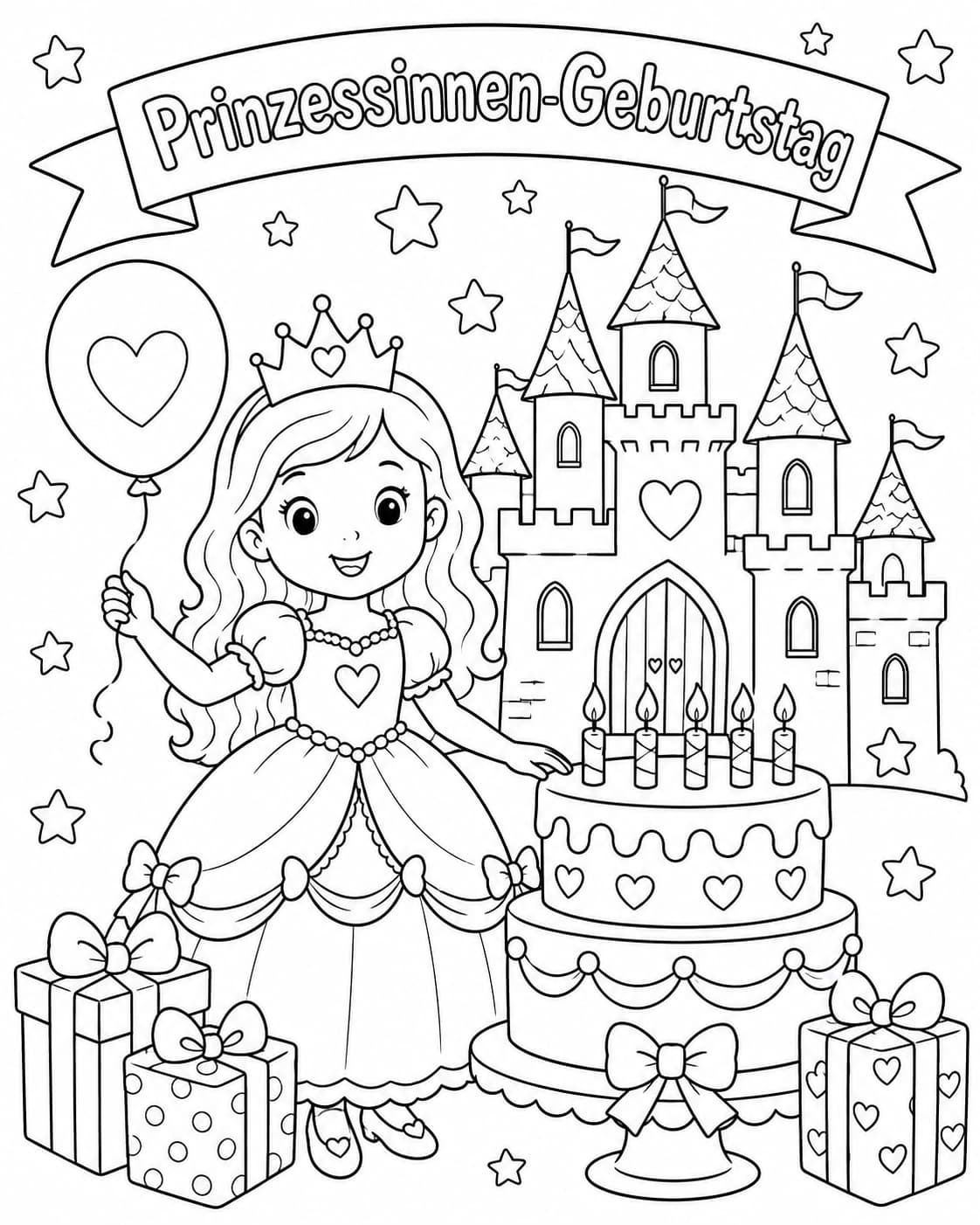 Geburtstag Motiv 7 als kostenloses Ausmalbild für Kinder